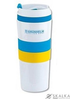 Термокружка Grunhelm 380 мл GTC401 голубой/желтый (75555) На фото Термокружка Grunhelm 380 мл GTC401 голубой/желтый (75555)