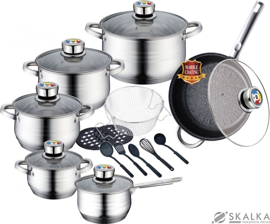 Набор посуды из нержавеющей стали Zurrichberg 20 предметов (ZBP-7107) На фото Набор посуды из нержавеющей стали Zurrichberg 20 предметов (ZBP-7107)