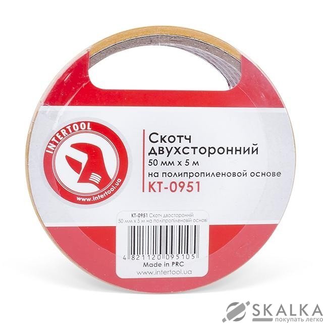 Скотч двухсторонний Intertool 50мм*5 м на полипропиленовой основе (KT-0951) На фото Скотч двухсторонний Intertool 50мм*5 м на полипропиленовой основе (KT-0951)