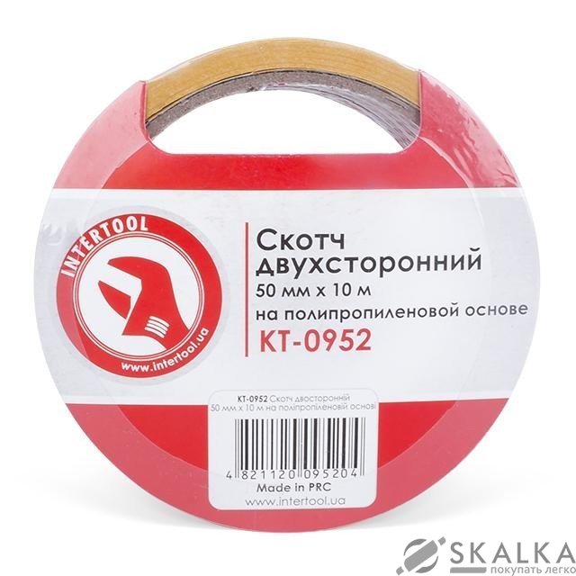 На фото Скотч двухсторонний Intertool 50мм*10 м на полипропиленовой основе (KT-0952)