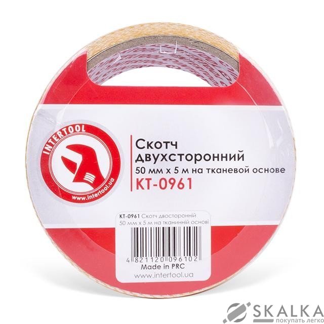 Скотч двухсторонний Intertool 50мм*5 м на тканевой основе (KT-0961) На фото Скотч двухсторонний Intertool 50мм*5 м на тканевой основе (KT-0961)