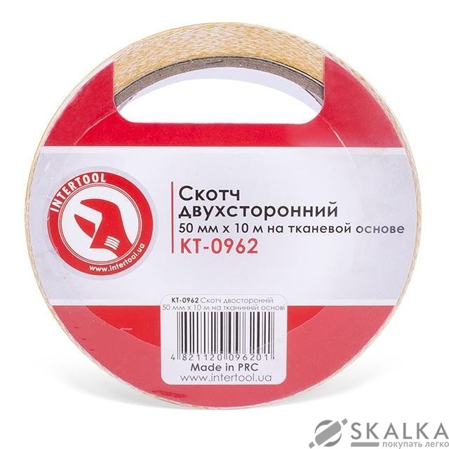 На фото Скотч двухсторонний Intertool 50мм*10 м на тканевой основе (KT-0962)