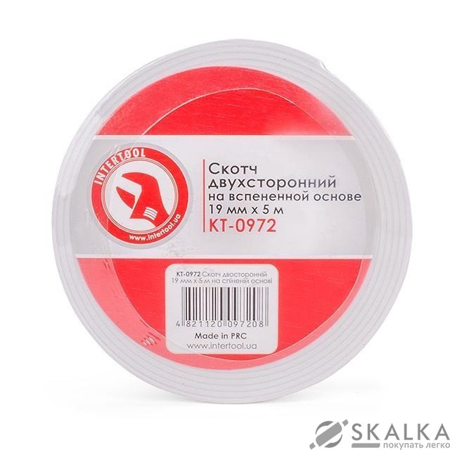 На фото Скотч двухсторонний Intertool 19мм*5 м на вспененной основе (KT-0972)