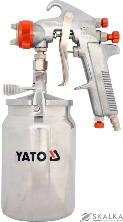 На фото Краскопульт пневматический Yato 1.8 мм 380 л/мин 4 Бар 1000 мл (YT-2346)