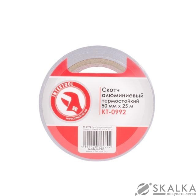 На фото Скотч алюминиевый термостойкий Intertool 50мм*25 м (KT-0992)