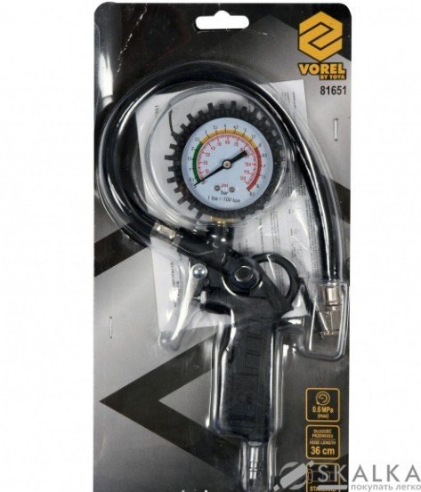 Пневмопистолет для подкачки шин Vorel 0-6 бар (81651) На фото Пневмопистолет для подкачки шин Vorel 0-6 бар (81651)