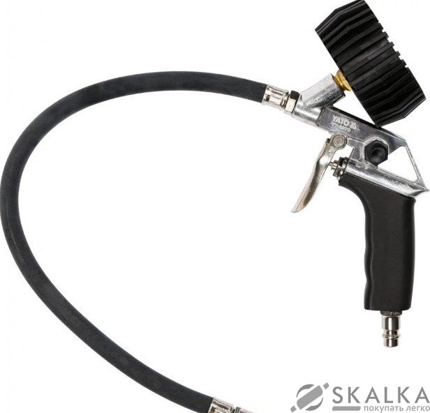 Пневмопистолет для подкачки шин Yato с манометром P ≤ 0.8 MРa 1/4" (YT-2370) На фото Пневмопистолет для подкачки шин Yato с манометром P ≤ 0.8 MРa 1/4" (YT-2370)