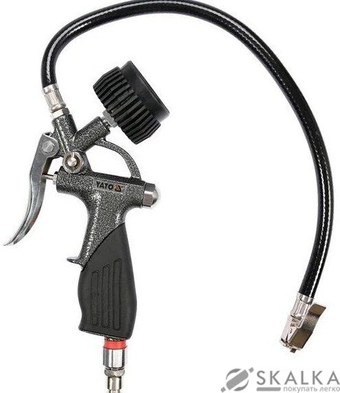Пневмопистолет для подкачки шин Yato с манометром P ≤ 1 MPa 1/4" (YT-23701) На фото Пневмопистолет для подкачки шин Yato с манометром P ≤ 1 MPa 1/4" (YT-23701)