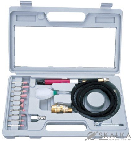 На фото Зачистная машинка Airkraft микро пневматическая с комплектом шлифовальных камней (AT-010K)