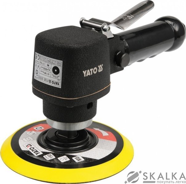 На фото Пневмошлифмашина эксцентриковая Yato 9000 об/мин 150 мм 0.62 MPa (YT-0967)