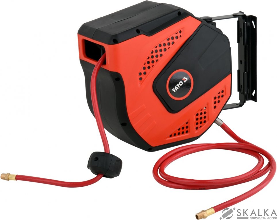 На фото Шланг пневматический ПВХ на катушке Yato 1/4 " 8 мм 20 м 20 Bar (YT-24244)