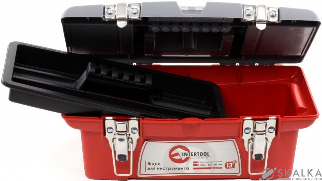 На фото Ящик для инструментов Intertool с металлическими замками 13" 335х185х130 мм (BX-0513)