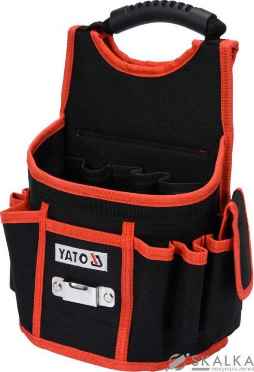 На фото Сумка для инструментов и гвоздей Yato с 4 открытыми и 4 прошитыми карманами (YT-74172)