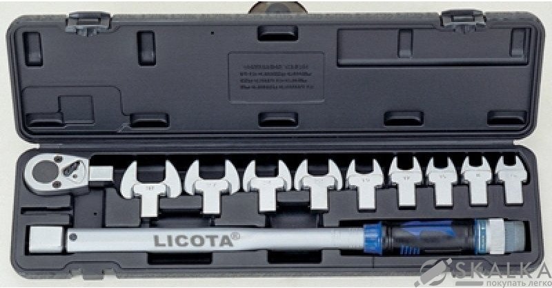 Динамометрический ключ Licota в наборе со сменными насадками 11шт 40-210 Нм (AQC-S001NM) На фото Динамометрический ключ Licota в наборе со сменными насадками 11шт 40-210 Нм (AQC-S001NM)