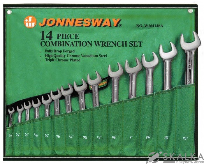Набор комбинированных ключей Jonnesway 3/8"-1-1/4" 14 предметов (W26414S) На фото Набор комбинированных ключей Jonnesway 3/8"-1-1/4" 14 предметов (W26414S)