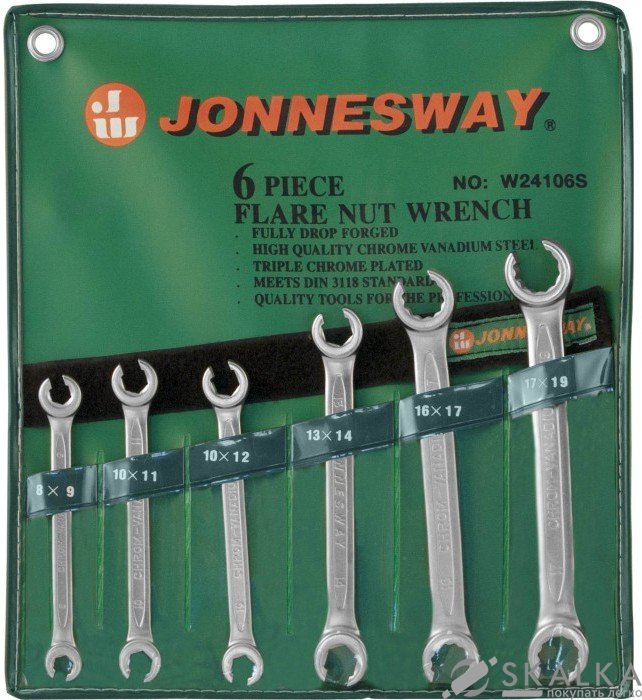 На фото Набор ключей разрезных Jonnesway 8-19 мм 6 предметов (W24106S)