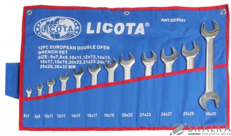 На фото Набор ключей рожковых Licota 12 предметов 6-32 мм (AWT-EDSK01)