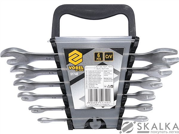 На фото Ключи гаечные Vorel Cr-V М 6-17 мм 6 шт (51740)