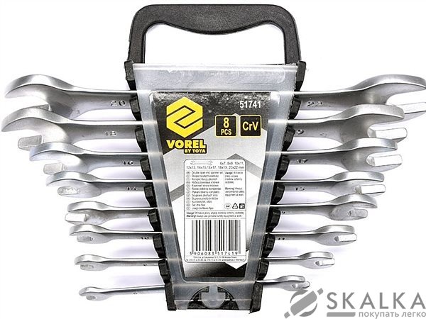 Ключи гаечные Vorel Cr-V М 6-22 мм 8 шт (51741) На фото Ключи гаечные Vorel Cr-V М 6-22 мм 8 шт (51741)