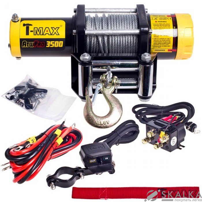 На фото Лебедка T-Max ATWPRO-3500 12V/1.587 т 5.5 мм х 15 м (7207110)