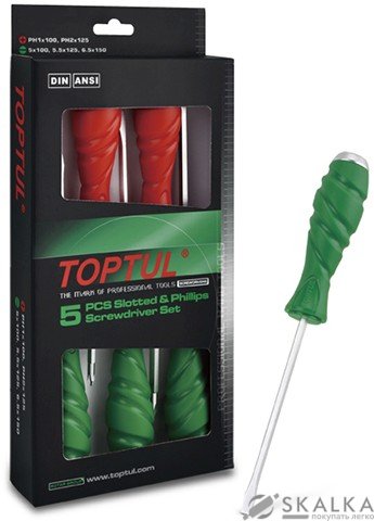 На фото Набор отверток Toptul 5 шт ударные SUPER GRIP (GAAE0509)