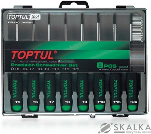 Набор отверток Toptul T5-T20 8 шт (GAAW0801) На фото Набор отверток Toptul T5-T20 8 шт (GAAW0801)
