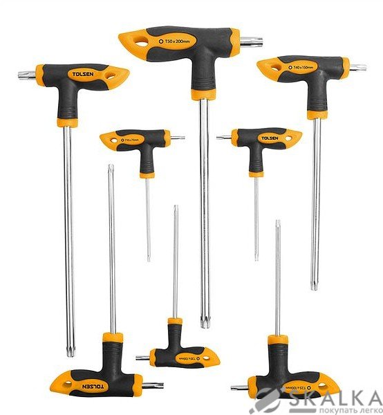 На фото Набор Т-отверток Tolsen 8 шт Torx 10-50 (20061)
