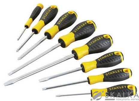 На фото Набор отверток Stanley Essential 8 шт PH0,1,2 / SL3,4,5.5,6.5,8 (STHT0-60210)