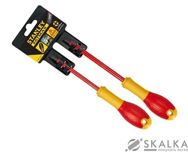 На фото Набор отверток диэлектрических Stanley FatMax VDE до 1000В PZ1x100мм PZ2x125мм 2 шт (FMHT0-62649)