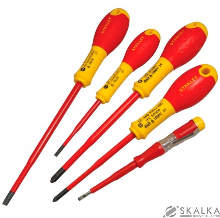 На фото Набор отверток диэлектрических Stanley FatMax индикатор PH PZ SL корпус VDE 1000V 5 шт (XTHT0-62692)