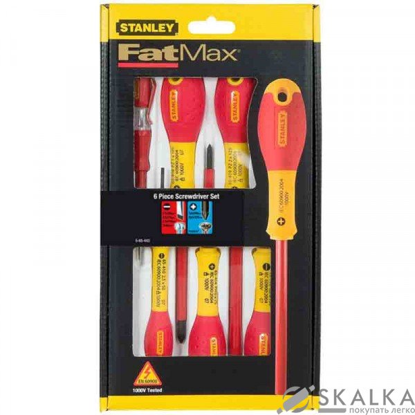 На фото Набор отверток диэлектрических Stanley FatMax индикатор, PZ, SL, корпус VDE до 1000V 6 шт (0-65-443)