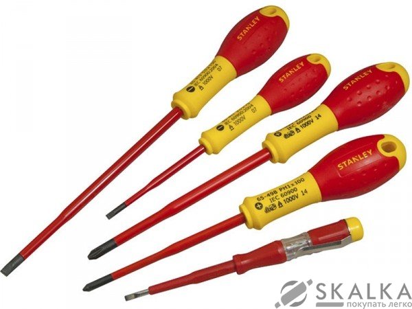 На фото Набор отверток диэлектрических Stanley FatMax индикатор, SL, PZ, корпус VDE 1000V 5шт (XTHT0-62693)