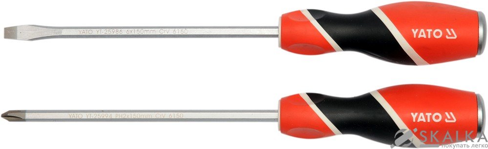 На фото Набор отверток Yato SL6 / PH2 x 150 мм 2 шт (YT-25998)