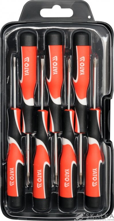 Набор отверток прецизионных Yato SL2-3 мм, PH (2), TORX (3), L = 50 мм 7 шт (YT-25863) На фото Набор отверток прецизионных Yato SL2-3 мм, PH (2), TORX (3), L = 50 мм 7 шт (YT-25863)