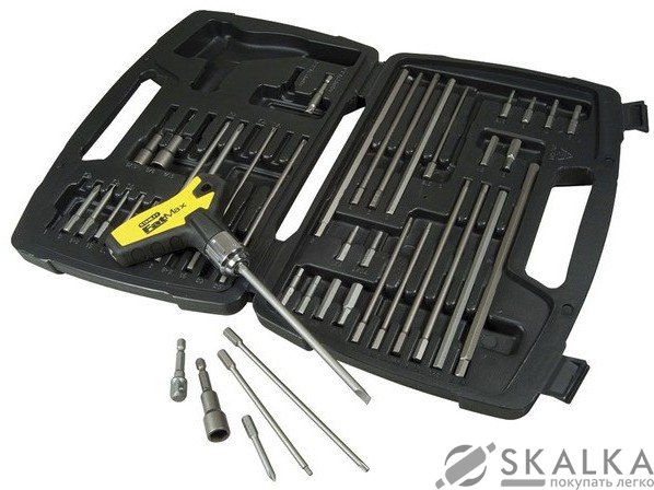 На фото Отвертка реверсивная Stanley FatMax с Т-образной ручкой в кейсе, 41 насадка (0-96-222)