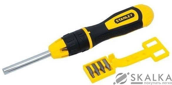 На фото Отвертка реверсивная Stanley Multibit трещотка, насадки 10 шт (0-68-010)