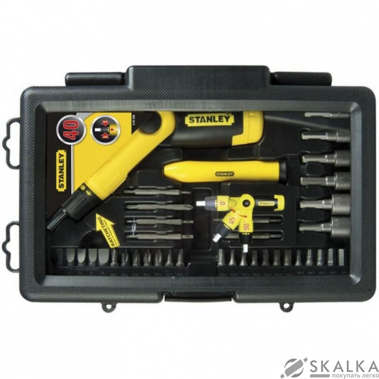 Отвертка реверсивная Stanley Pistol Grip Ratchet трещотка, насадки, 38 шт (0-63-038) На фото Отвертка реверсивная Stanley Pistol Grip Ratchet трещотка, насадки, 38 шт (0-63-038)