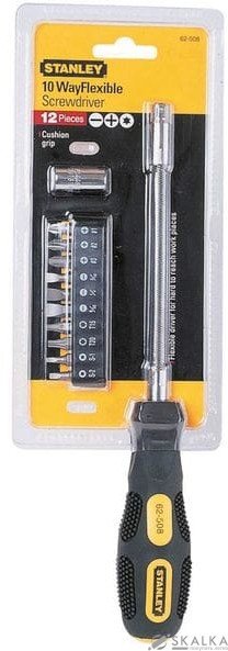 Отвертка держатель к насадок 1/4 Stanley 10 Way Flexible , гибкий стержень + 10 насадок (0-62-508) На фото Отвертка держатель к насадок 1/4 Stanley 10 Way Flexible , гибкий стержень + 10 насадок (0-62-508)