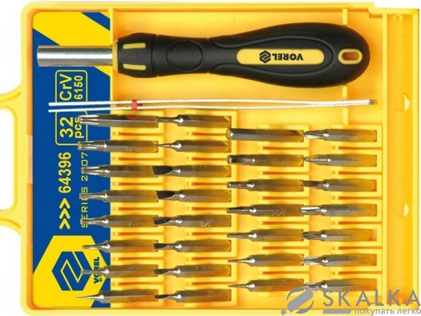Отвертка для точных работ Vorel с насадками 32 шт (64396) На фото Отвертка для точных работ Vorel с насадками 32 шт (64396)
