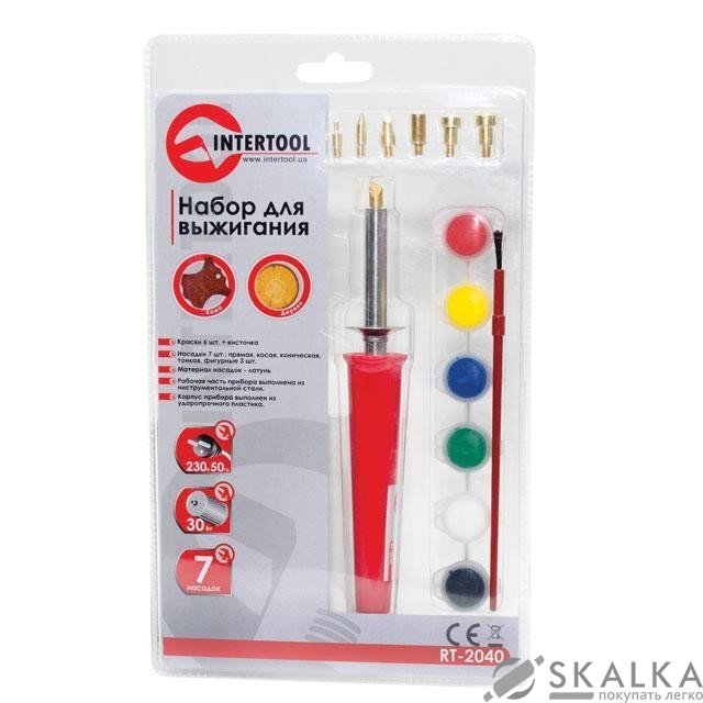 На фото Набор для выжигания Intertool 30Вт, 7 насадок (RT-2040)