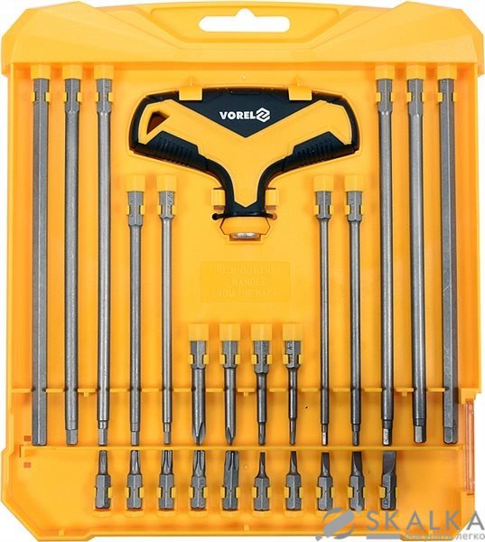 Отверточные насадки Vorel хром-ванадий с Y-образной рукояткой 25 шт (65880) На фото Отверточные насадки Vorel хром-ванадий с Y-образной рукояткой 25 шт (65880)