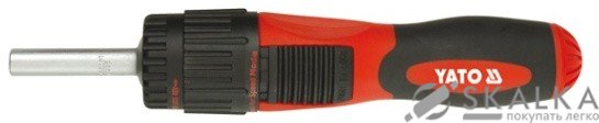 На фото Отвертка реверсивная Yato трещотка, квадрат 1/4", 12 насадок DW (YT-2805)