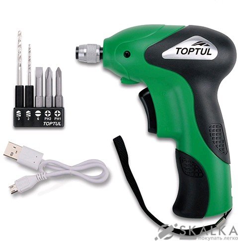 Электроотвертка Toptul 1/4" 6.4 V 4.5 Nm 265 об/мин (KPDB0805) На фото Электроотвертка Toptul 1/4" 6.4 V 4.5 Nm 265 об/мин (KPDB0805)
