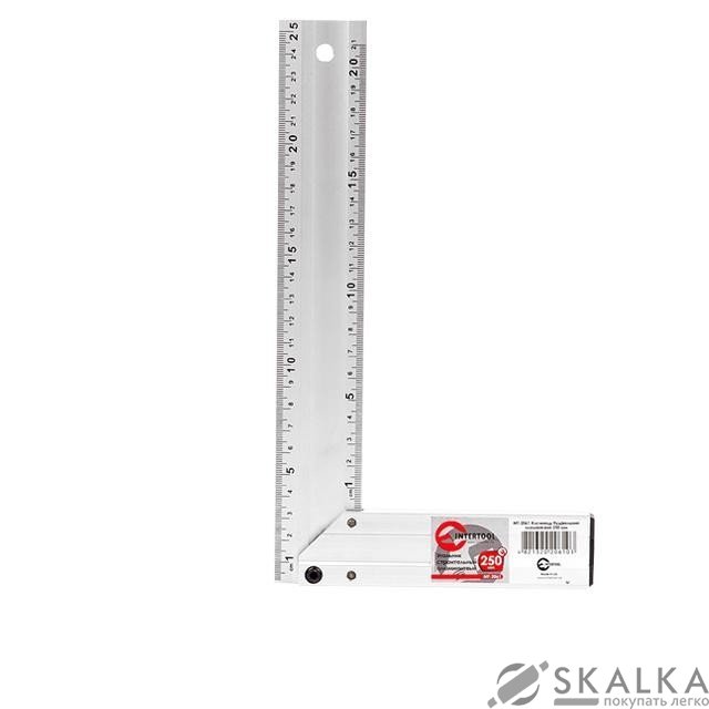 На фото Угольник Intertool строительный алюминиевый 250мм (MT-2061)