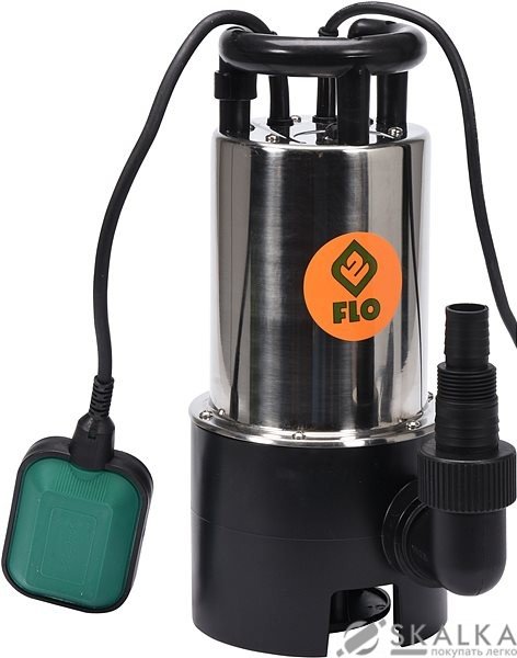 На фото Насос для грязной воды FLO 900Вт, 16000 л/ч, напор 15.5 м из нержавеющей стали (79791)
