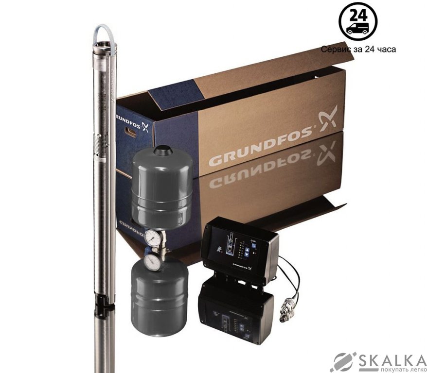 На фото Насос для скважины Grundfos SQE3-65 +40м комплект (96524501)