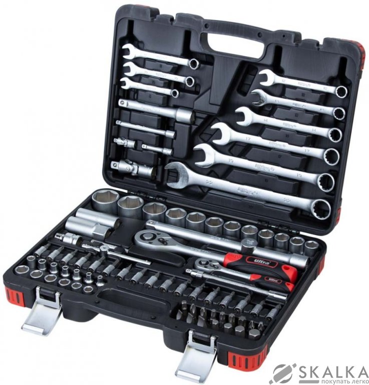 На фото Набор насадок торцевых и биты Ultra 1/4" 1/2" 82 шт CrV (6001142)