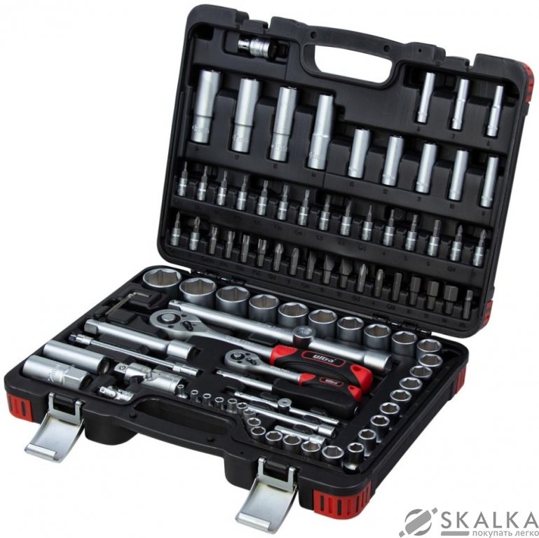 На фото Набор насадок торцевых и биты Ultra 1/4" 1/2" 94 шт CrV Taiwan (6003142)