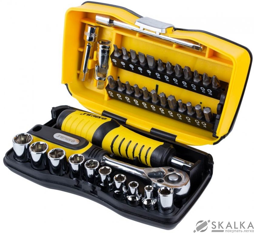 Набор насадок торцевых и биты Sigma 1/4" 39 шт CrV (6003571) На фото Набор насадок торцевых и биты Sigma 1/4" 39 шт CrV (6003571)