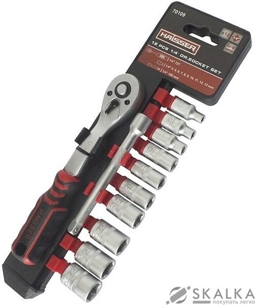 На фото Набор насадок торцевых с трещоткой Haisser 1/4" 12 шт (75581)